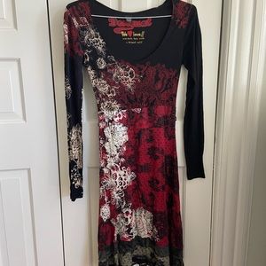 Beautiful lace printed Desigual red/black dress. Pet/smoke free home.